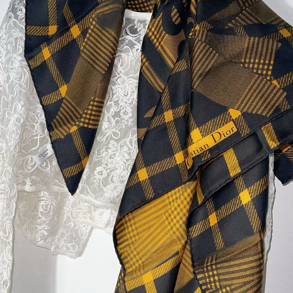 Christian Dior Vintage Silk Scarf in retro print